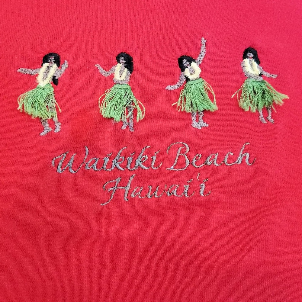 Embroidered Short Sleeve Wakiki Hula Tee - EUC - Picture 2 of 6